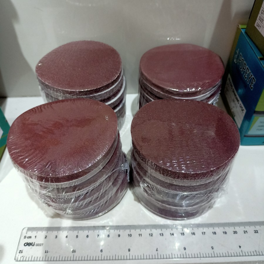 AMPLAS TEMPEL VELCRO 4 INCH GRIT 60 80 100 120 150 180 240 320 400 PER BOX ISI 100PCS