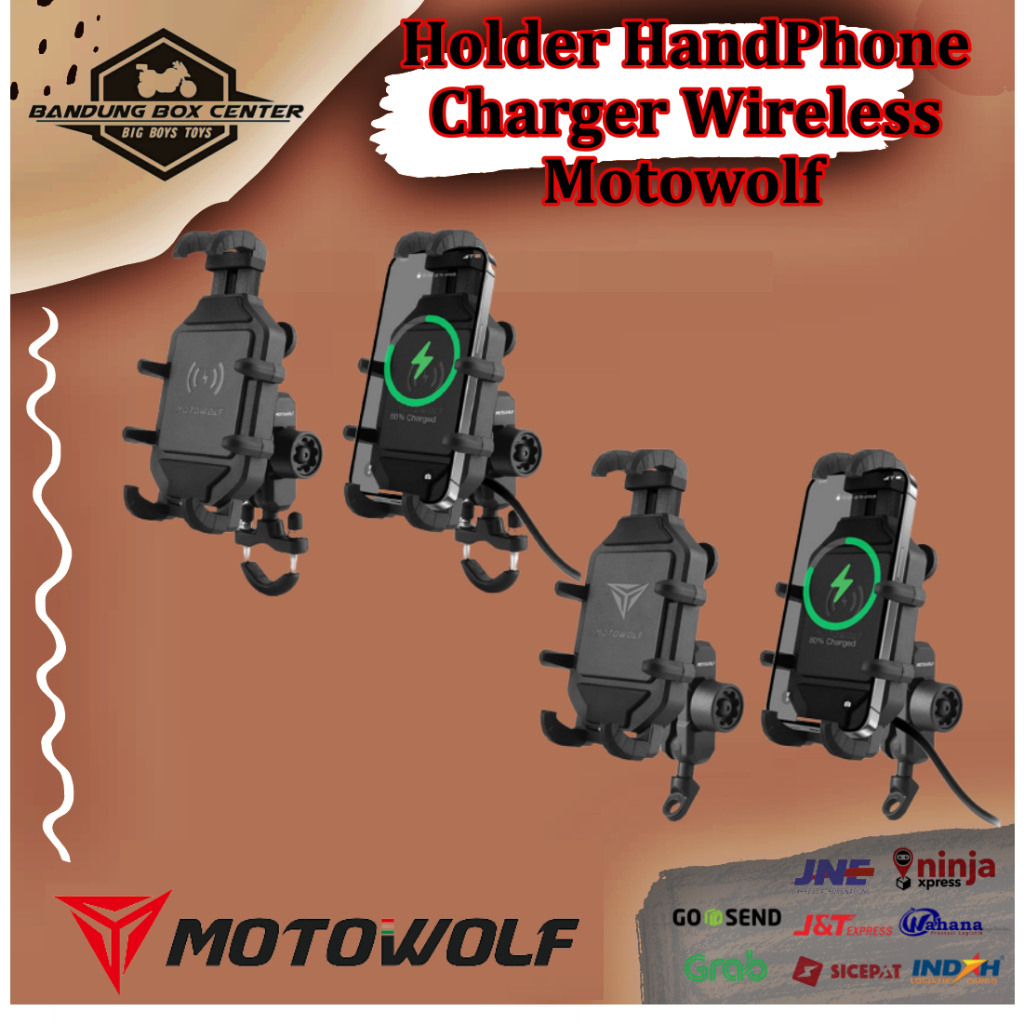 Motowolf Phone Holder Wireless Charger Holder HP Motowolf Dengan Wireless Charger