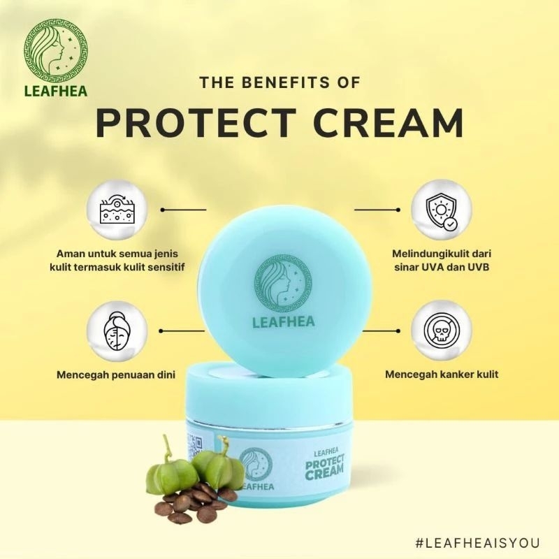 LEAFHEA SUNSCREEN "PROTECH CREAM" SPF50 100%ORIGINAL Halal BPOM