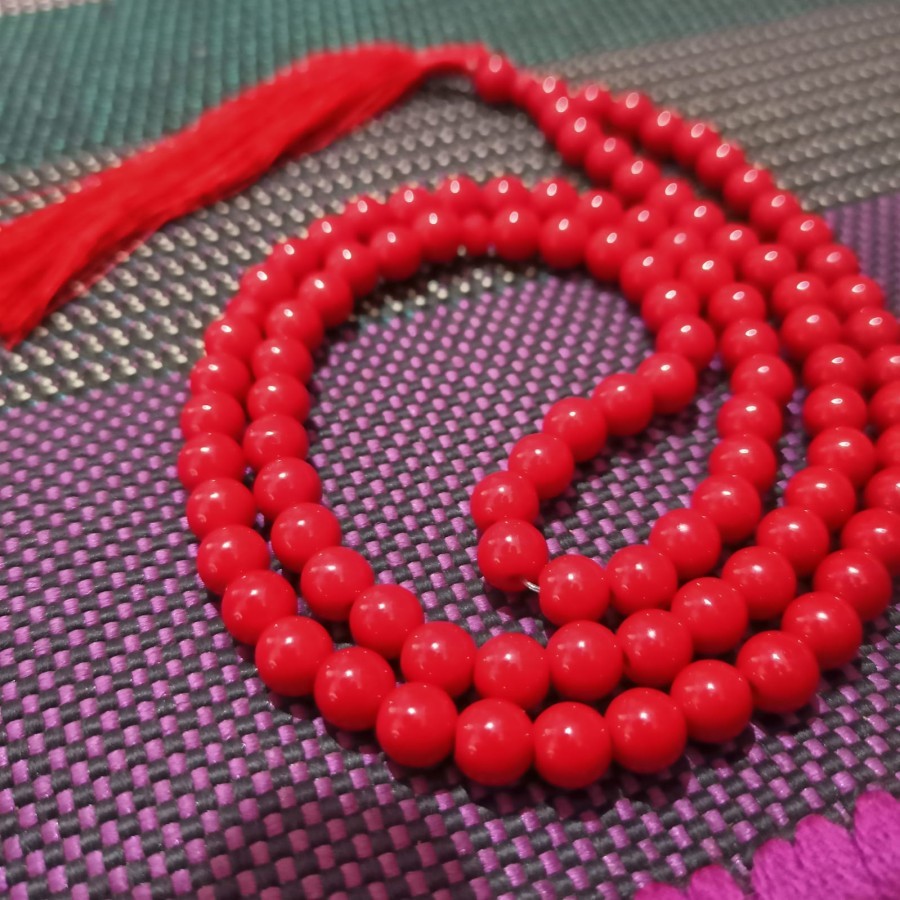 tasbih batu marjan merah asli original