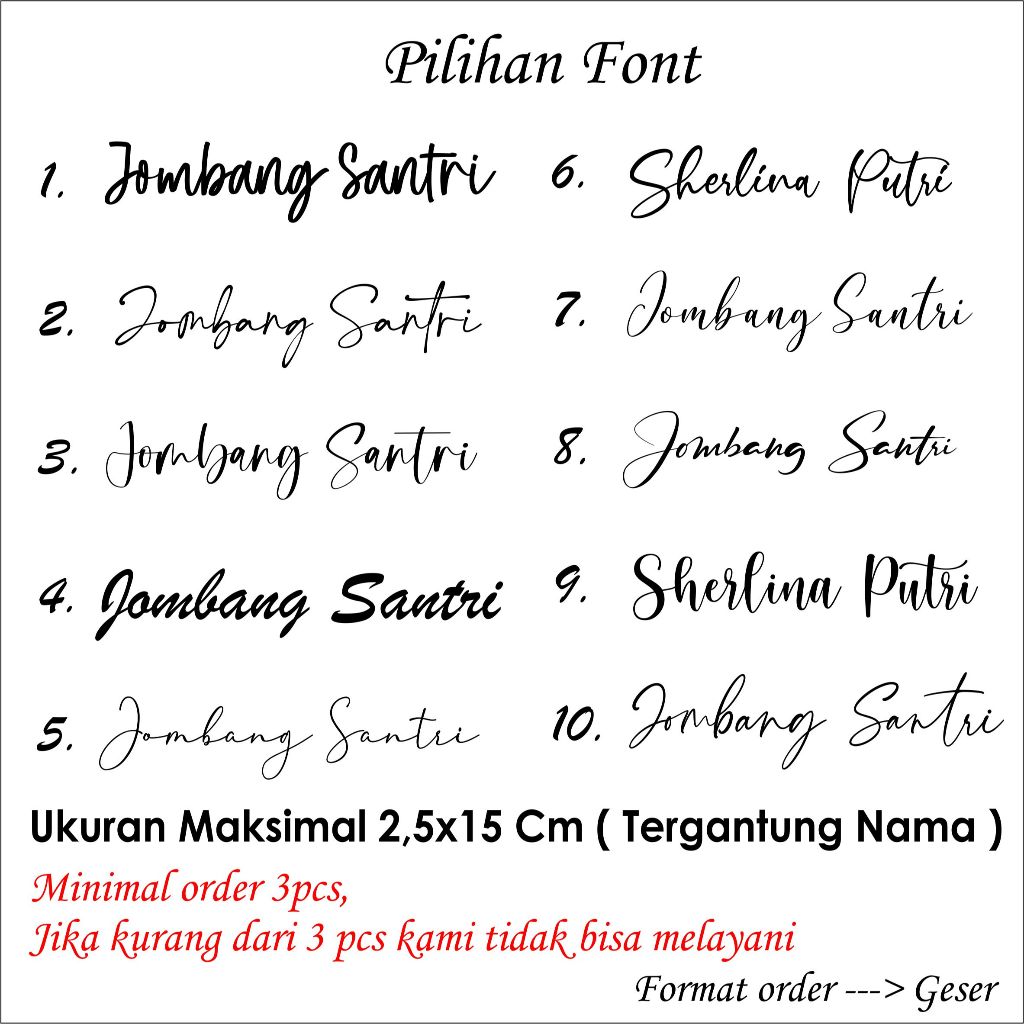 

Stiker cutting custom nama latin