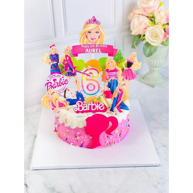 

kue ulang tahun anak birthday Barbie topper cake