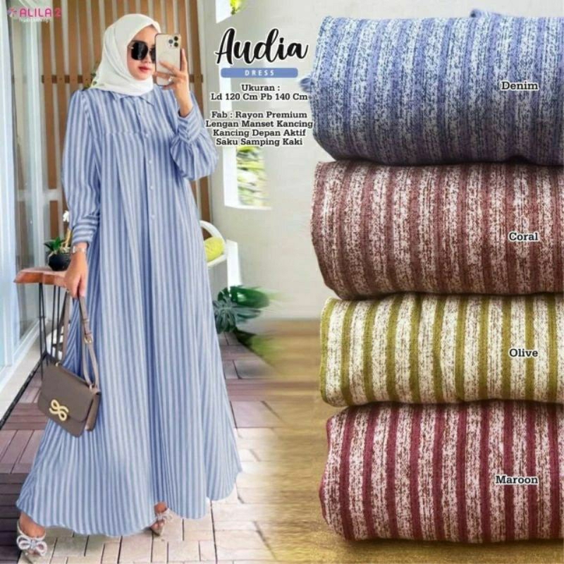 Audia Gamis Jumbo Motif Garis garis ori ALILA // LD 120cm