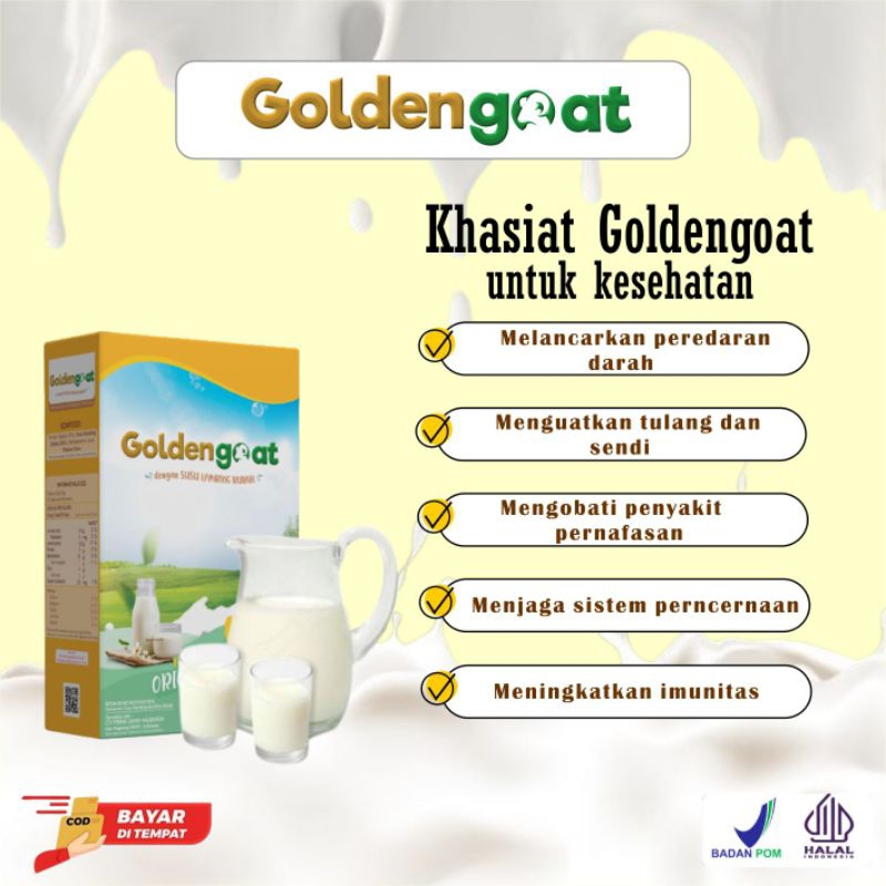 

SUSU KAMBING ETAWA BANYAK VARIAN RASA | GOLDEN GOAT, GOMILK, SKYGOAT, PRIMA GOLD ,AMH, KEMASAN 200GR