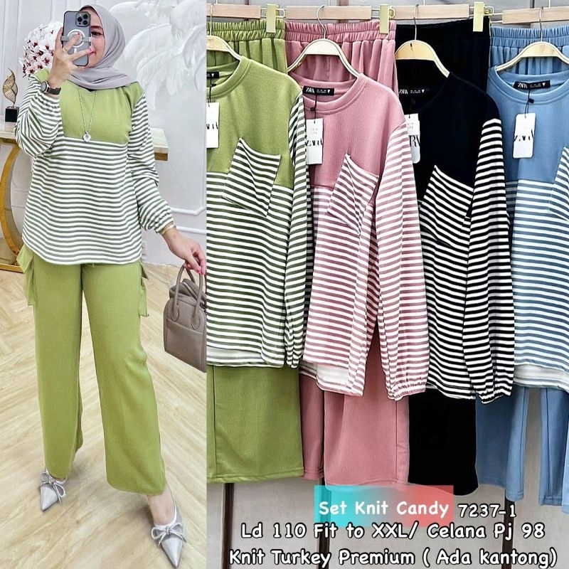 Zara candy//7237-1//setelan knit zara//pakaianwanitasby