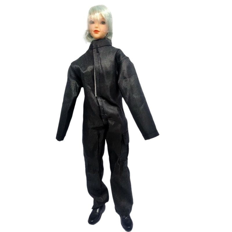 skala 1/6 jumpsuit hitam boneka barbie kitbash figure male female