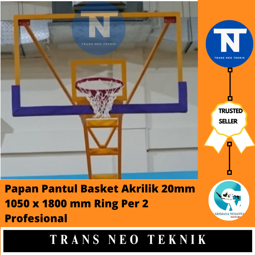 Papan Pantul Basket Akrilik 20mm 1050 x 1800 mm Ring Per 2 Profesional