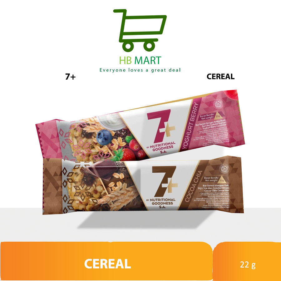 

MAKANAN RINGAN SNACK SEREAL 7+ COCOA CHIA CEREAL BAR 22GR