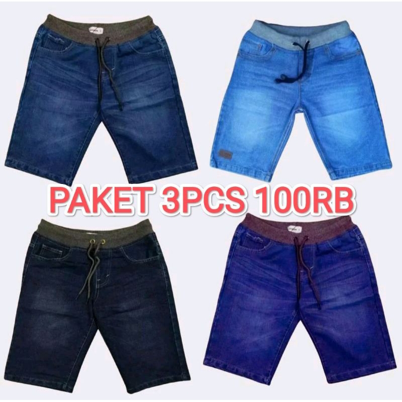 100 DAPAT 3PCS PAKET 100 DAPAT 3PCS CELANA PENDEK JEANS KEREN PRIA/Celana Pendek Distro Fashion Cowo