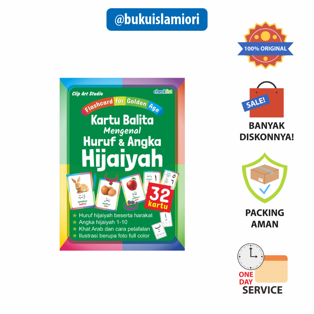 Flashcard Anak Kartu Balita Mengenal Huruf & Angka Hijaiyah (Clip Art Studio)