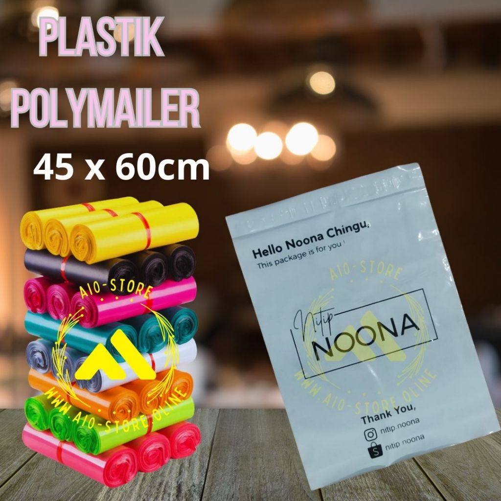 

CUSTOM SABLON PLASTIK POLYMAILER UK.45X60CM HDPE ISI 100PCS EKONOMIS