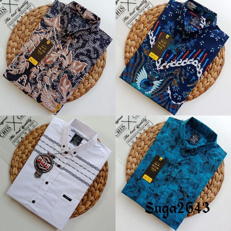 kemeja hem pria casual motif keren lengan pendek