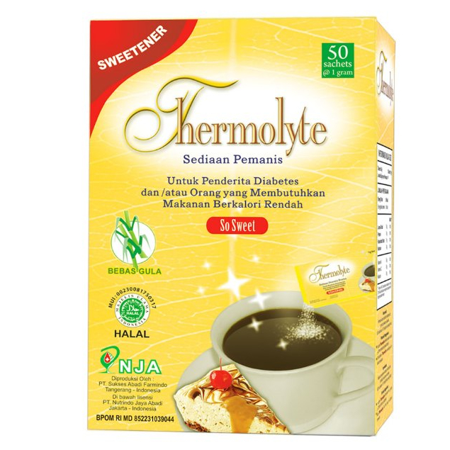 

Thermolyte Diet Sugar Box 50's Sachet Pharos / Pemanis Pengganti gula