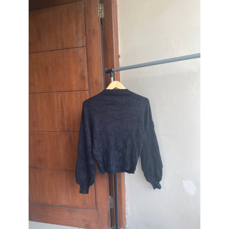 inner lidi balon hitam look a like spray premium - inner rajut lidi - sweater rajut lengan balon