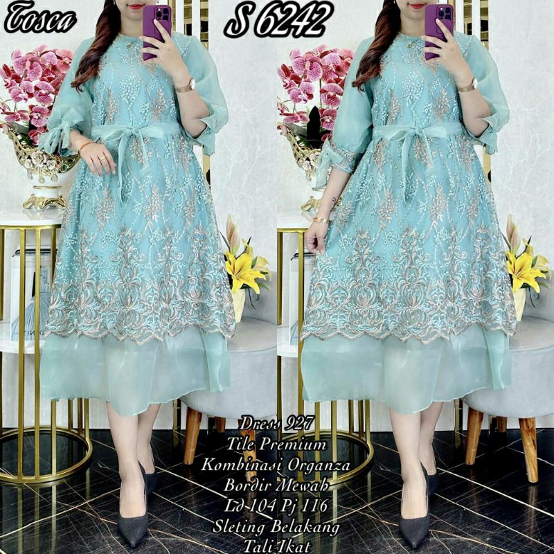 6242 #Dress Tile Bordir Mix Organza 927/6240 #Dress Tile Full Payet Organza 51430