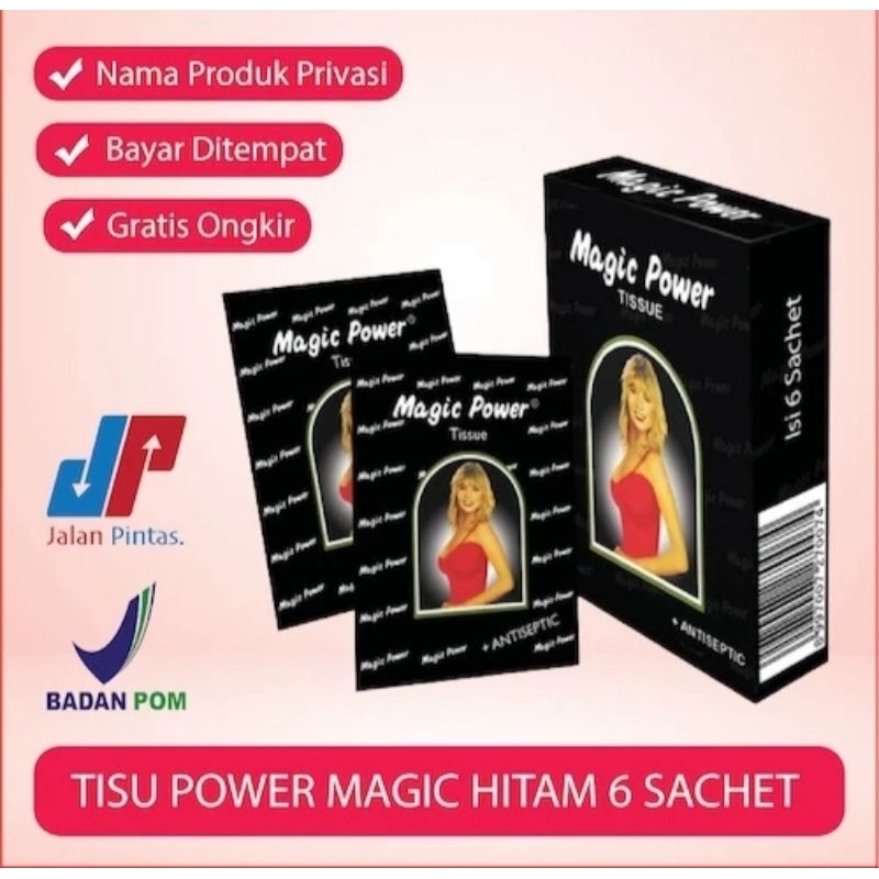 Tissue // Tisu magic power hitam original 1 pack isi 6 pcs // sachett // Tissue super magic