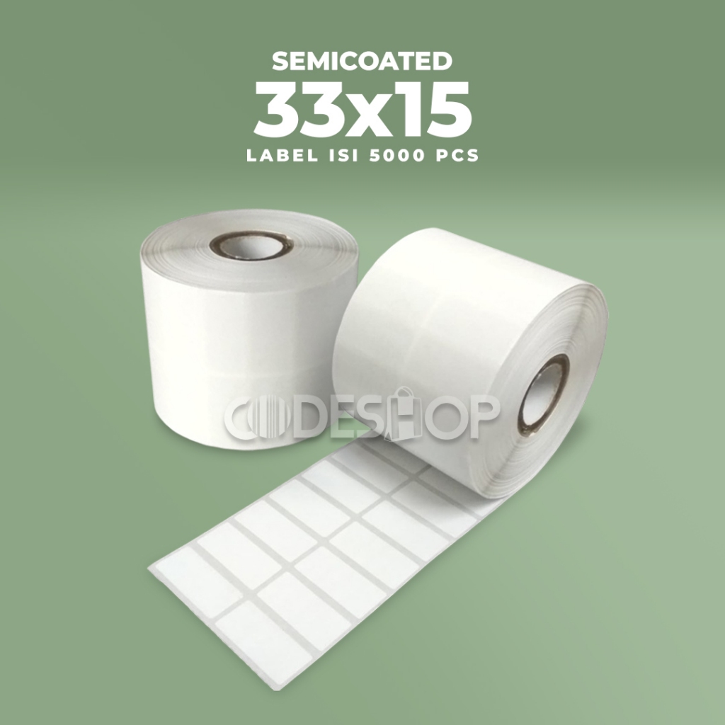 

Codeshop Stiker Label Barcode 33 x 15 mm Semicoated 2 line 5000 Pcs