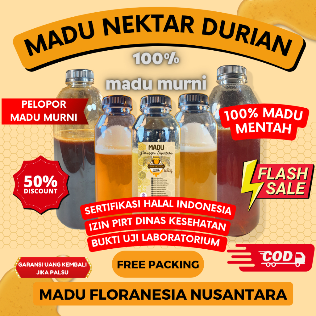 

MADU ASLI MURNI NEKTAR DURIAN 500 Gram KUALITAS PREMIUM FULL NEKTAR 100% RAW HONEY MADU FLORANESIA NUSANTARA ESOXSE