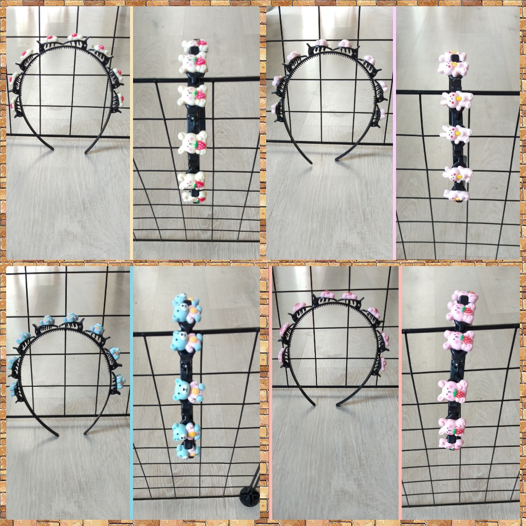 Bando kepang/Korea Fashion Ikat Kepala 2 in 1 Jepit Rambut Pola Kristal Mutiara Wanita Dewasa Rambut