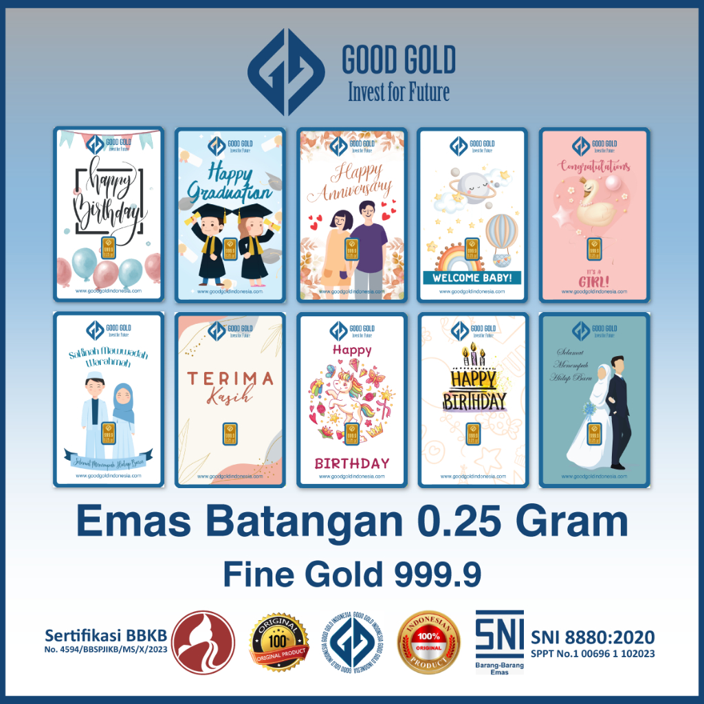 Logam Mulia Good Gold 0.25 gram/ Emas Batangan GoodGold 0,25gr