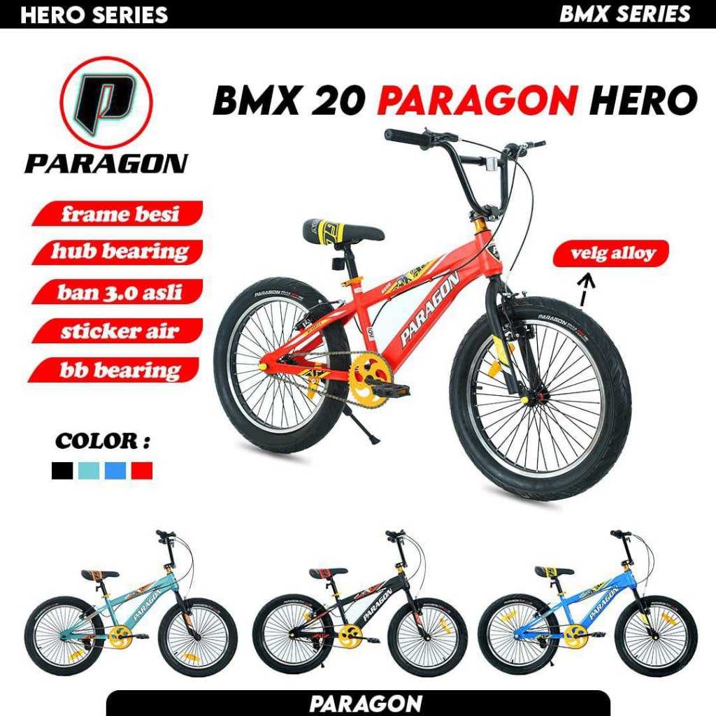 SEPEDA BMX 20" PARAGON HERO NEW BAN 3.0 (VELG ALLOY)
