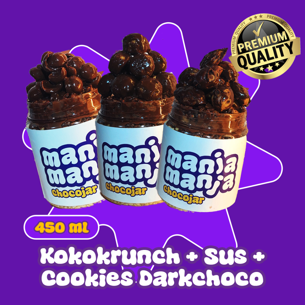 

( Paketan Isi 3 Darkchoco 450 ml) Sus + Cookies + Chococrunch Cemilan Snack Lumer Premium - ManjaManja Jarjoy by Nala