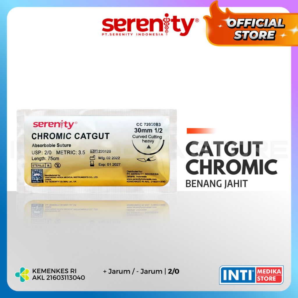 SERENITY - Benang Jahit Catgut CHROMIC 1/0 2/0 3/0 | Surgical Suture