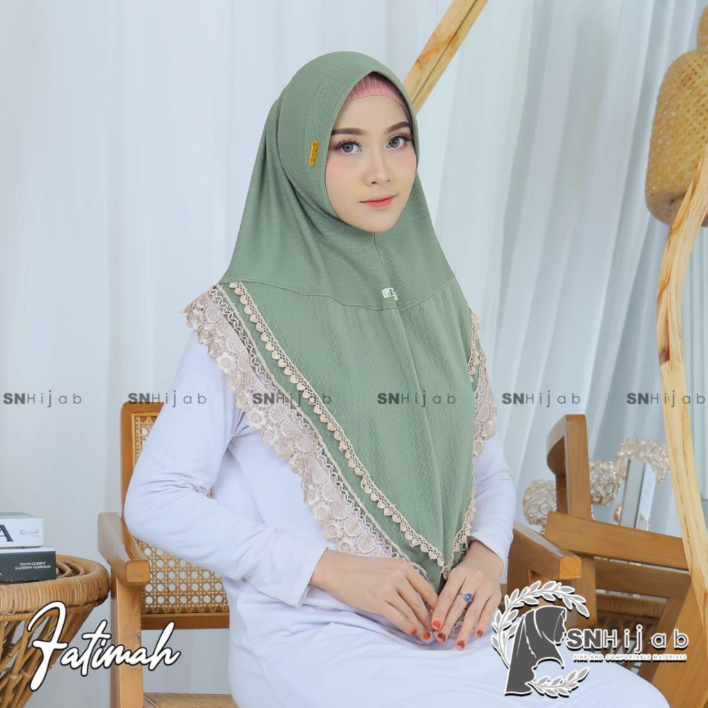 HIJAB INSTAN PET DEPAN LANCIP TEPI RENDA MATT JERSEY BY SN HIJAB - FATIMAH