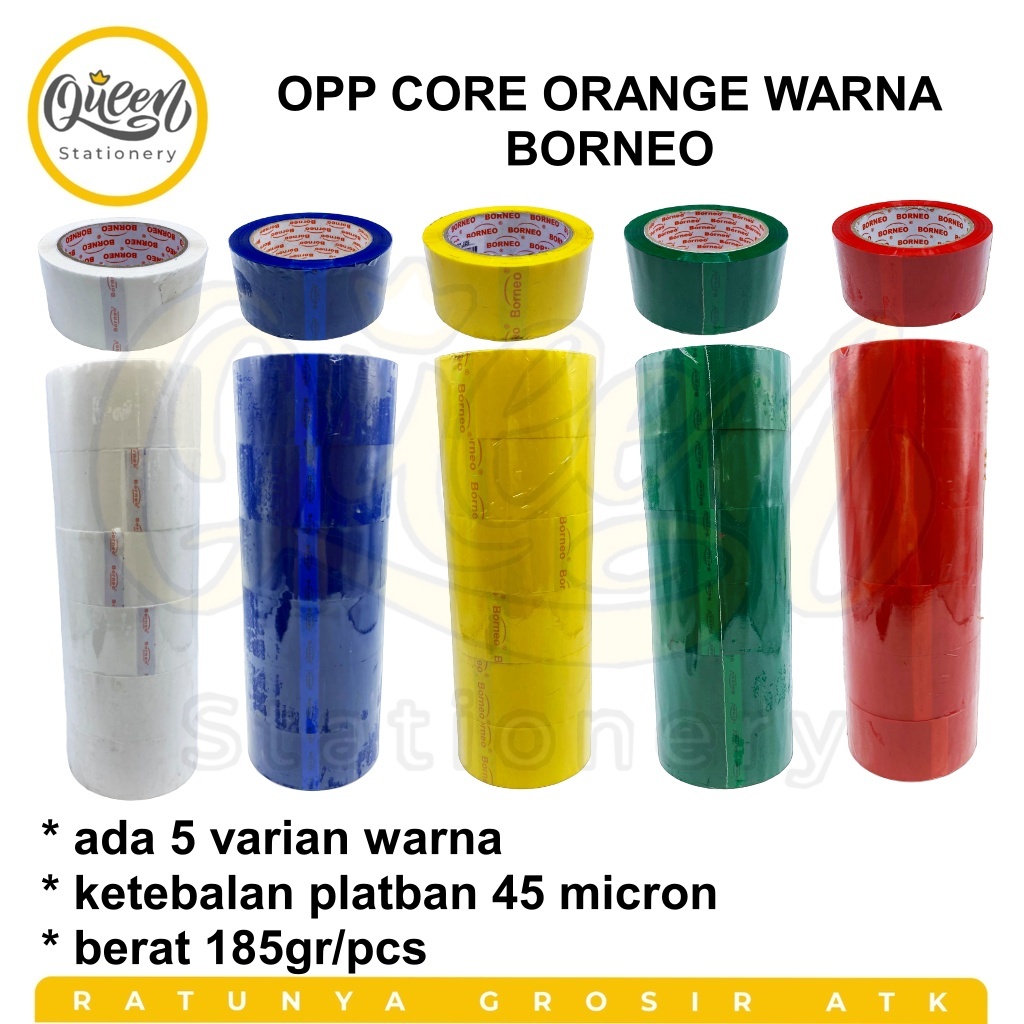 1 ROLL OPP CORE ORANGE WARNA BORNEO - ISOLASI LAKBAN BESAR PLASTIK