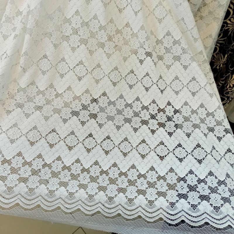 Bahan/Kain Brokat Garment Korea | Brokat Banyak Motif ( Khusus Warna Bw & Hitam )