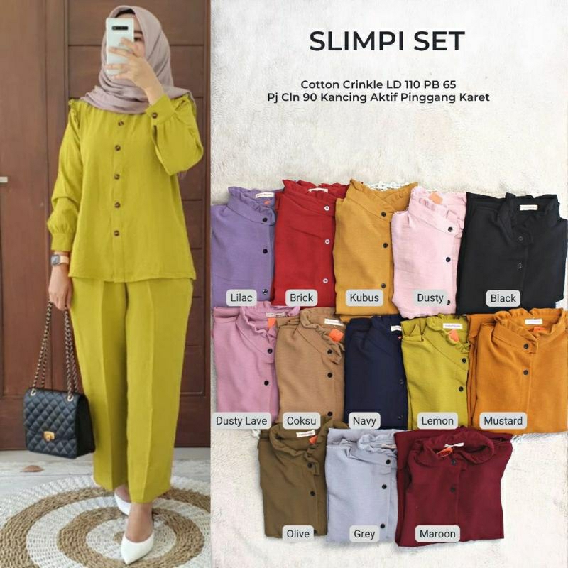 MUFASH - One Set / Setelan Crincle  Airflow  Premium Wanita SLIMPI SET LD 110 DAN LD 120 by MUMUFASH