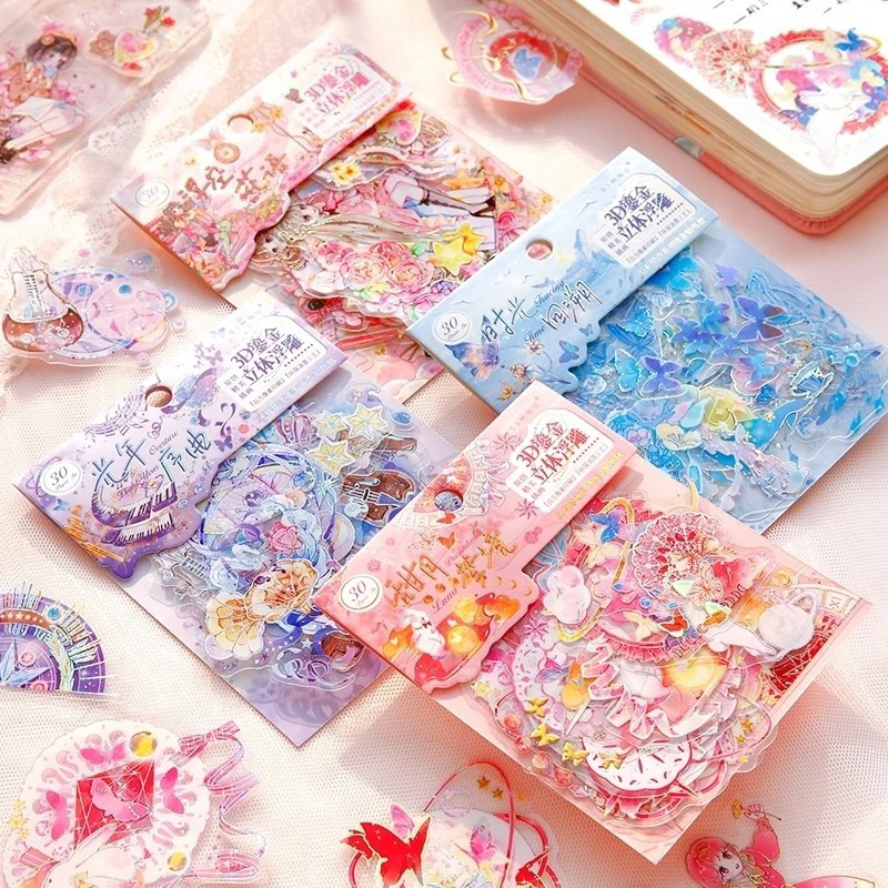 

sticker karakter anak lucu cantik gold foil