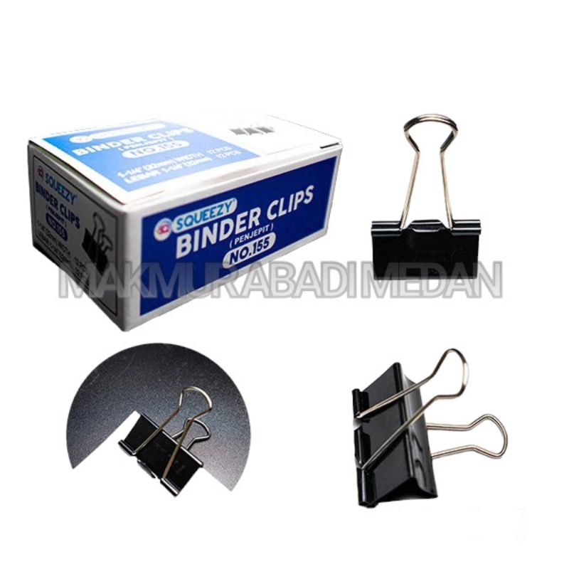 

(1Pack:12Pcs) Binder Clip Ukuran No. 155 32mm Isi 12 Pcs / Penjepit Kertas Hitam / Klip Kertas