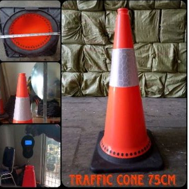 trafic cone 75cm safety cone 75cm kerucut 75cm base hitam