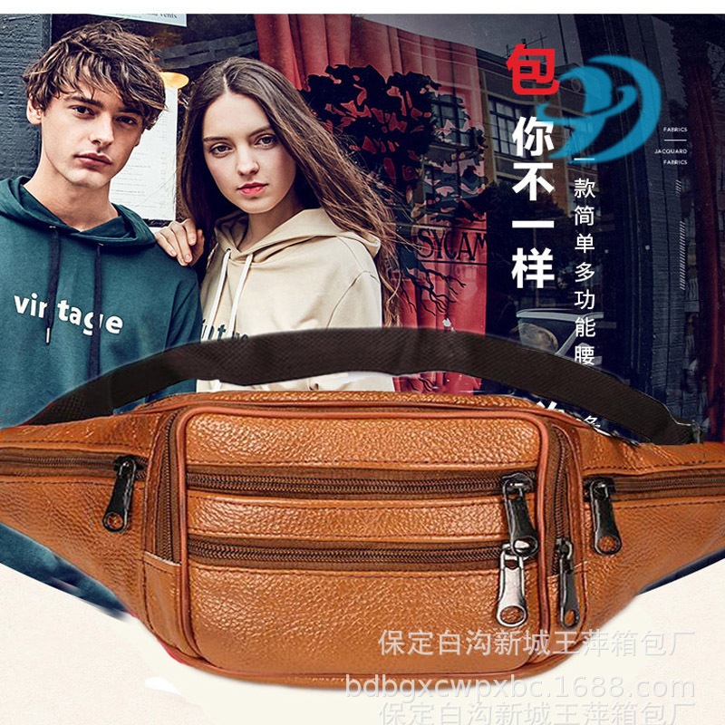 Tas selempang pria tas pinggang pria 100% kulit asli WAISTBAG pria kulit sapi asli import