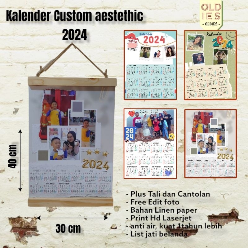 

Kalender Dinding Kayu Aestethic Custom Foto cetak HD uk 30x45