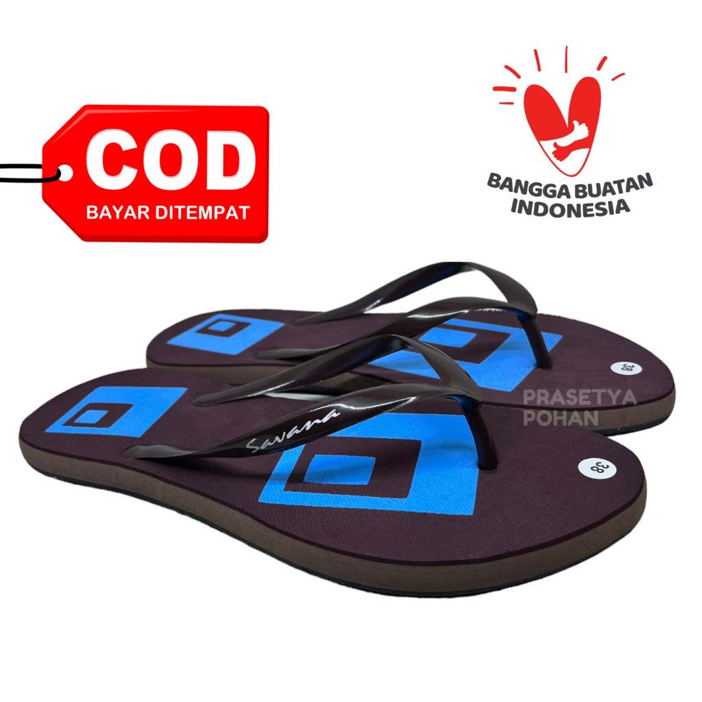 Sandal Jepit Wanita - Sandal Wanita - Sandal Rumah Jepit Colorful PAW BLACK