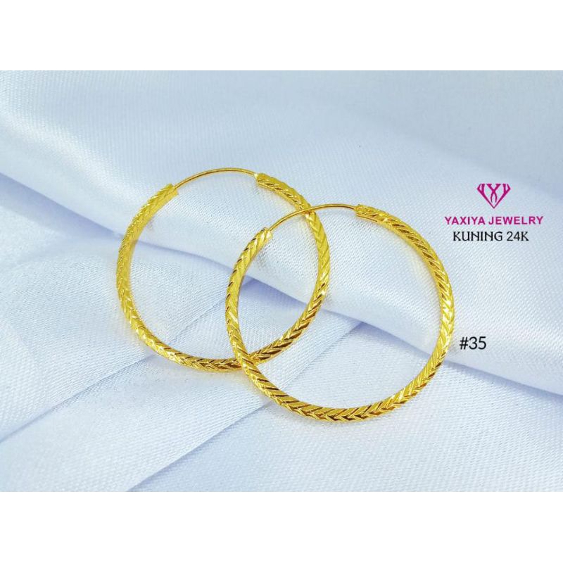 anting kolong bulat lapis emas