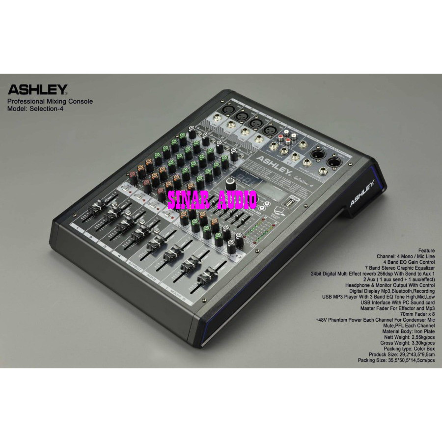 Mixer Ashley 4 Channel Selection-4 Bluetooth Usb Equalizer Original