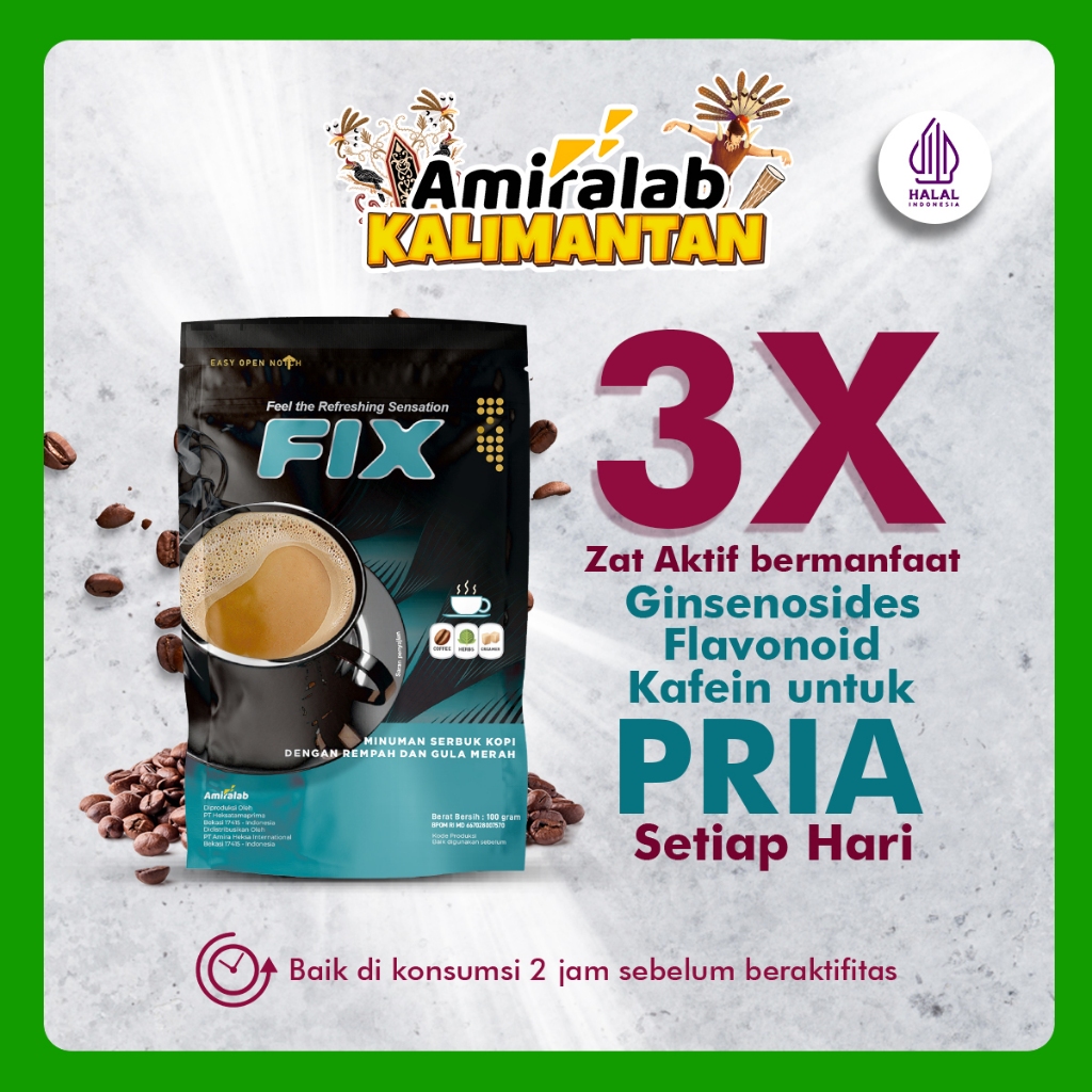 

AMIRALAB Fix Coffee Minuman Kopi Herbal Alami Kesehatan Pria Stamina Tangguh 100gr