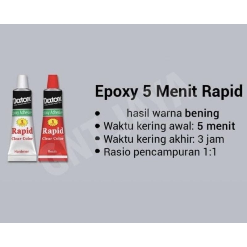 Lem Besi Dextone Rapid Clear Epoxy 5 menit Lem Campur Bening
