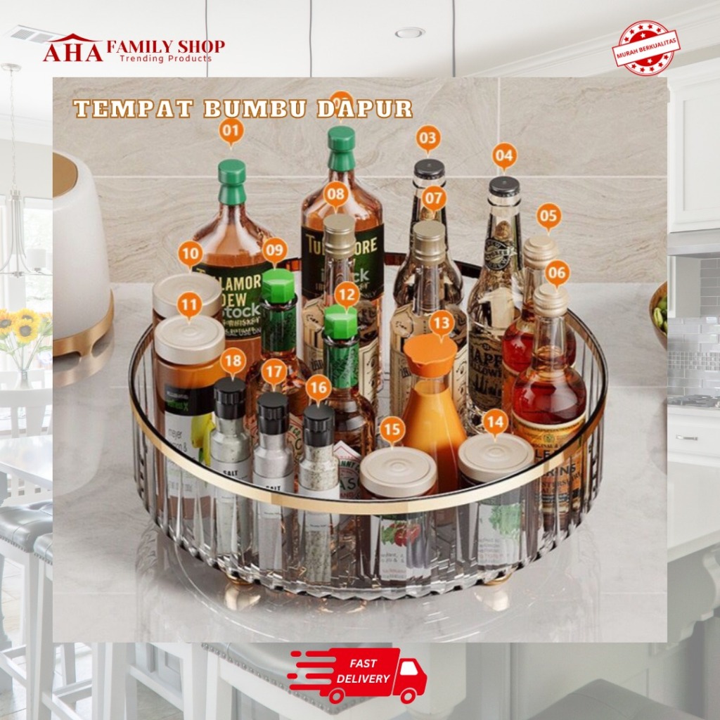 Rak Bumbu, Buah, Makeup Putar Rak Putar Serbaguna Rak Penyimpanan