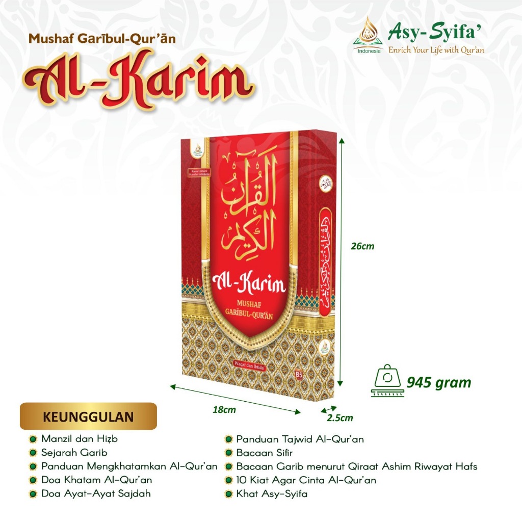 Al Quran B5 Garibul Asy-Syifa Cover Merah Karim BEST SELLER Bisa COD