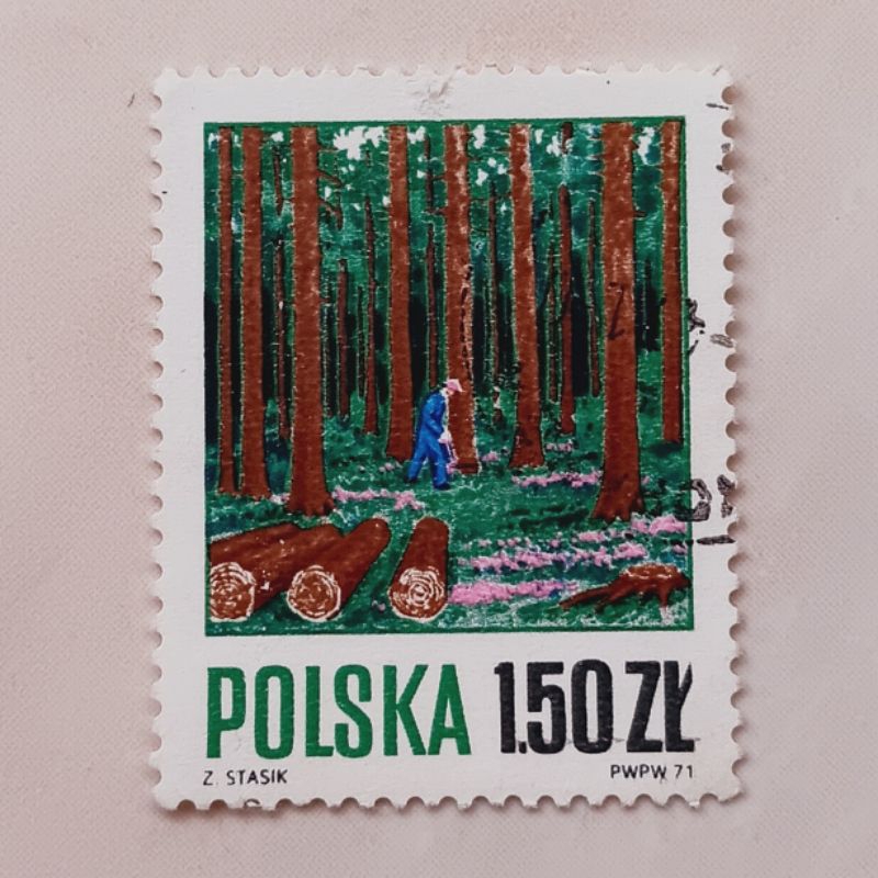 

(AA) Perangko Polandia 1971 Proper Forest Management - Clearing 1,50 zł Used