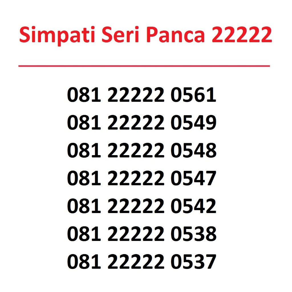 Nomor Cantik Simpati Seri PANCA 22222