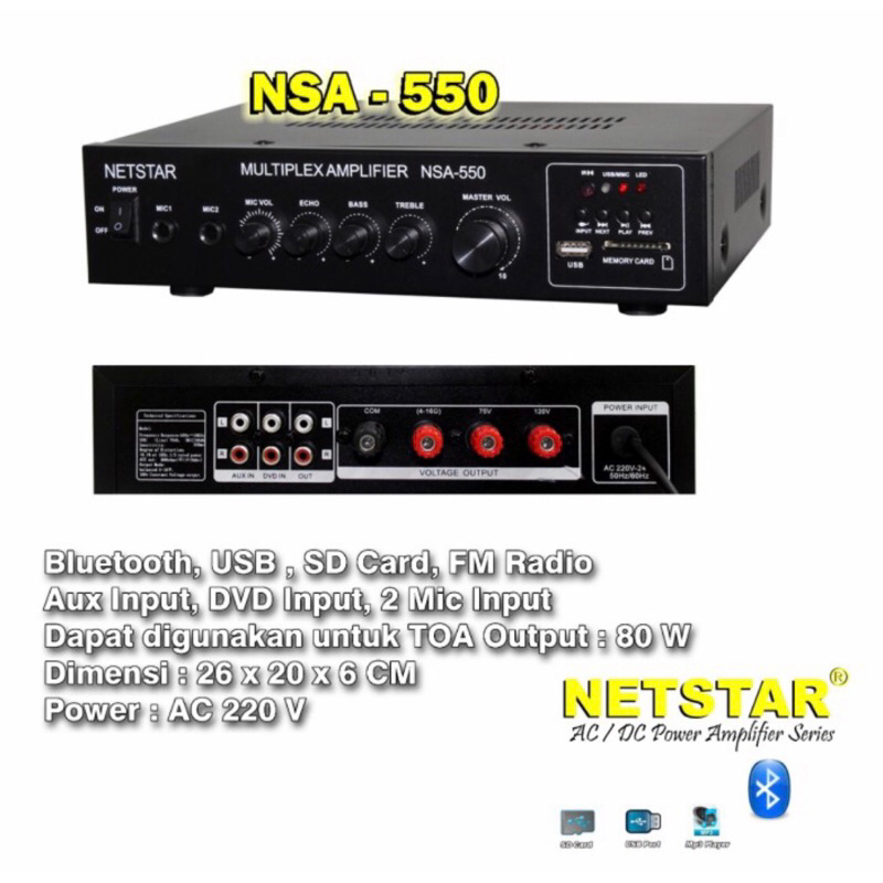 Power ampli bluetooth (TOA / celling) Netstar NSA 550