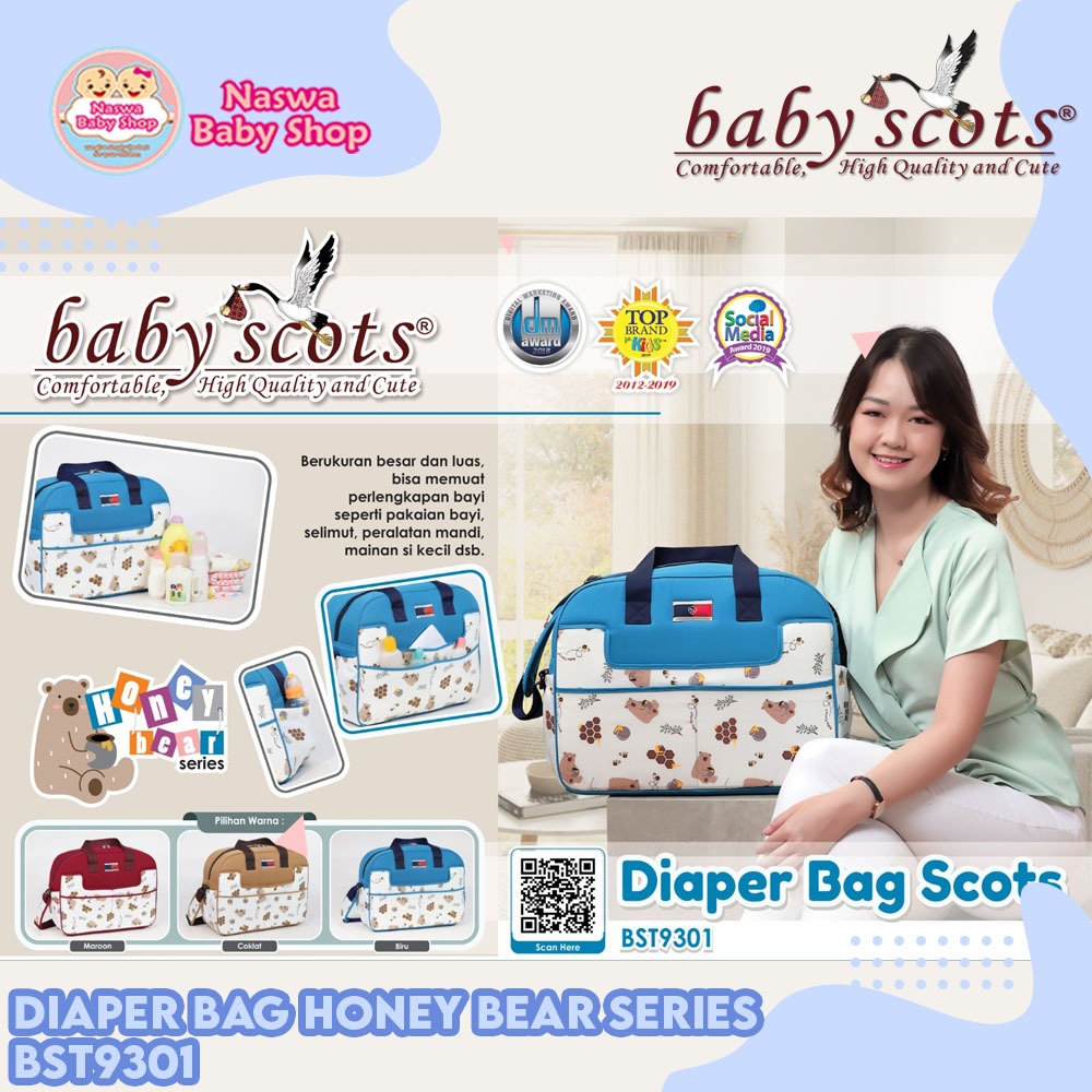 Baby Scots Diaper Bag Tas Besar Perlengkapan Bayi Honey Bear Series BST9301