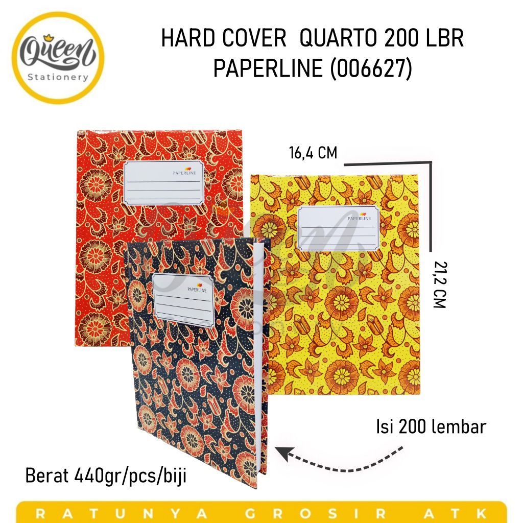 HARD COVER  QUARTO 200 LBR PAPERLINE / BUKU QUARTO/ QUARTO BOOK (006627)