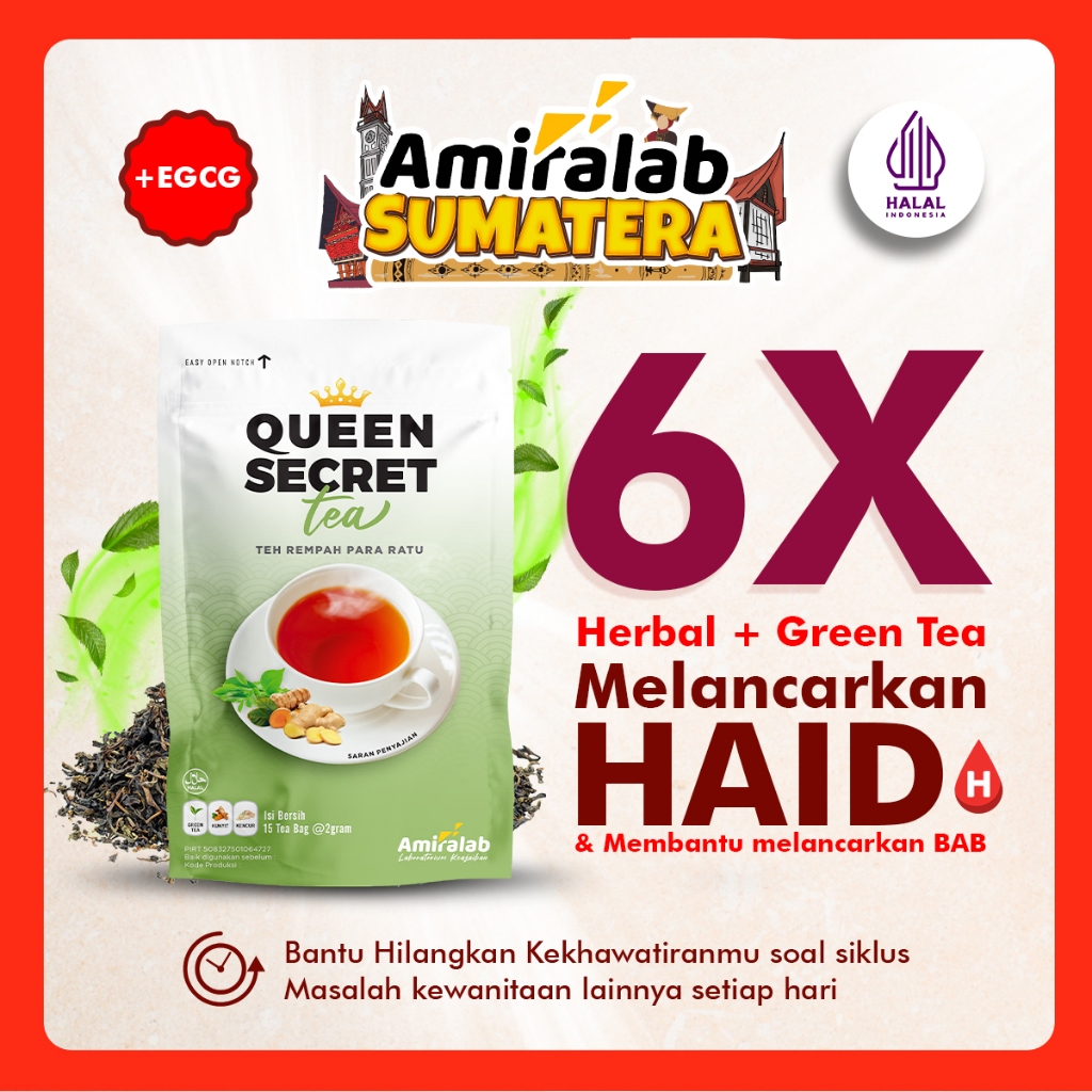 

Queen Secret Tea Amiralab Minuman Teh Pelancar Haaid Telat Terlambat Siklus Bulan Melancarkan Alami Ampuh Manjur Aman Untuk Busui KB Kesehatan Wanita 15 Bag