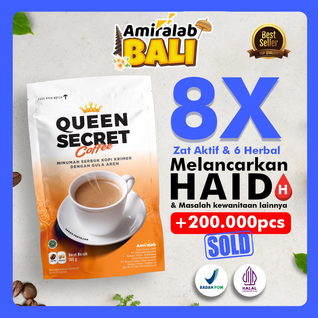 

QUEEN SECRET COFFEE Minuman Kopi Pelancar Haaid Telat Siklus Solusi K3putihan Wanita Herbal Siklus Teratur 100 Gr
